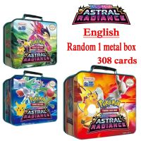 New English Pokmon card big iron box 200 cards Display Playing Game Pokémon Kawaii Children Birthday Gifts