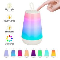 Portable Table Lamp,Rechargeable Touch Sensor Bedside Lamp,RGB Color Changing Night Light for Bedroom Outdoor Camping