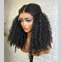 Black Kinky Curly 26 Inch Long  Lace Front Wig 180%Density Glueless  With BabyHair Preplucked Heat Temperature Daily Cosplay Wig Wig  Hair Extensions