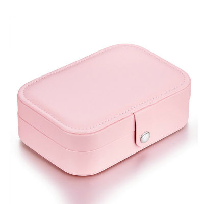 WOSTU Pink PU Leather Jewelry Box Multi-function Storage Box Earrings Ring Display Case Storage Box Cage Only