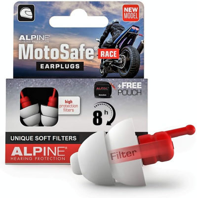 Alpine Hearing Protection Alpine MotoSafe Race - Motorcycle Ear Plugs for Wind Noise Reduction - Motorcycle Hearing Protection - Ultra Soft Audible Filter Hearing Protection for Motorcycle - 1 Pair