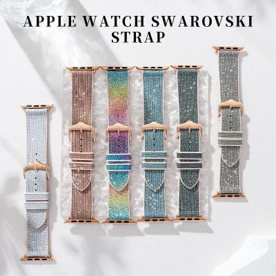 SWAROVSKI สายนาฬิกาข้อมือซิลิโคน ประดับกลิตเตอร์ แบบเปลี่ยน สําหรับ Apple Watch iWatch 38 40 42 44 41 45 มม. Series 1 2 3 4 5 6 SE 7