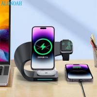 ▦ 15W Magnetic Wireless Charger Stand Dock For iPhone 14 13 12 Pro Max Mini Apple iWatch 8 Airpods QC3.0 USB Fast Charging Station