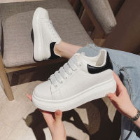 Spot parcel post Genuine Leather Spring Height Increasing Insole 2023 White Shoes New Platform Thin Versatile Mcqueen Height Increasing 8cm Casual Womens Shoes