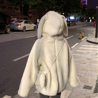 Loose Bunny Ear Hoodies Women Warm Long Sleeve Sweet Kawaii Rabbit Bag Hooded Female 2022 Autumn Winter Cute Sweatshirt Coat