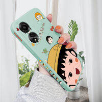 เคสโทรศัพท์สำหรับ OPPO A78 4G ลายการ์ตูน Chibi Maruko-Chan เคสโทรศัพท์ผู้หญิงดีไซน์ด้านข้างลายขอบสี่เหลี่ยมปลอกซิลิโคนน้ำคลุมทั้งหมดเคสป้องกันทนแรงกระแทกกล้อง