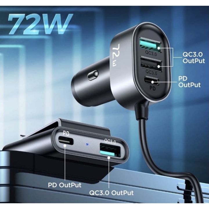 joyroom-jr-cl05-ชาร์ทรถ-5พอร์ต-3-2-72w-pd-qc3-0-multi-port-usb-port-car-charger-5-port-สำหรับ-i12-รับประกัน1ปี