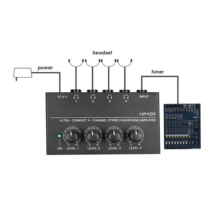 dmyond-ha400-4-channel-mini-headphone-amplifier-compact-stereo-audio-amplifier-with-power-adapter-for-studio-mixing