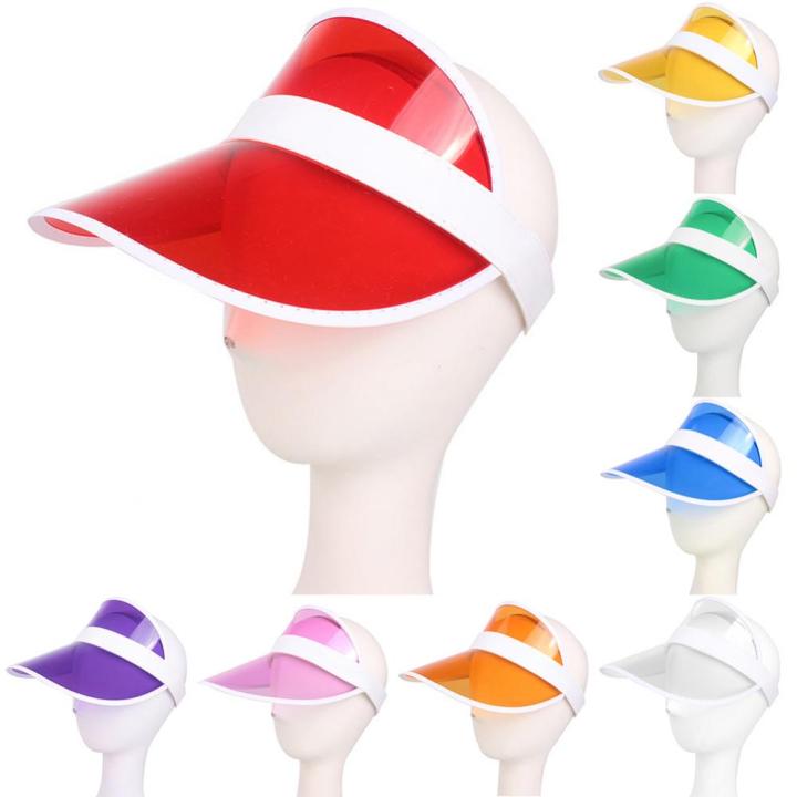 hot-hat-sunshade-hat-sun-protection-fashion-cap-summer-outdoor-sports-unisex-clear-plastic-visor-candy-color-pvc-uv-protection