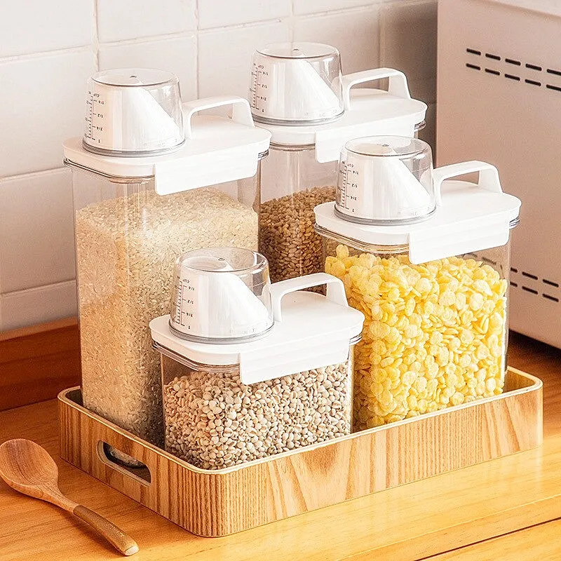 Multi-Use Laundry Powder Detergent Dispenser Food Grains Rice Storage  Container Pour Spout Measuring Cup Detergent Box