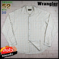 Wrangler®แท้ อก 52 เสื้อเชิ้ตผู้ชาย แรงเลอร์ สีครีม เสื้อแขนยาว เนื้อผ้าดี