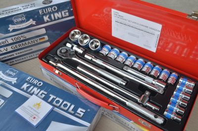 EURO KING TOOLS 1/2" (4หุน)  ชุดประแจบล็อก ชุดบล็อก  24 ชิ้น  6 เหลี่ยม แท้100%