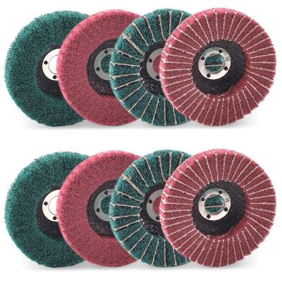 8PCS 4 Inch Red &amp; Green Nylon Fiber Flap Discs Set Assorted Sanding Grinding Buffing Wheels for Angle Grinder