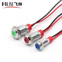 FILN 6mm 8mm 10mm 9V-24V Led Metal Signal Indicator Light Lamp With Cable 15cm