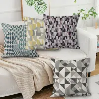 Nordic Modern Geometry Throw Pillow Polyester Peachskin Non-Toxic Cushion Cover Car Decoration Aesthetic Eco-Friendly Pillowcase