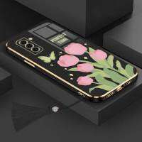 ปลอกสำหรับ Samsung S22 PLus 5GLuxury Tulip เคสโทรศัพท์ป้องกันกล้องผีเสื้อขอบซิลิโคนนิ่มพร้อมฟรีสายคล้อง