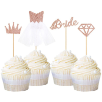 Rose gold Bride To Be Cupcake Toppers สำหรับตกแต่งเค้กแต่งงานเจ้าสาว Hen Party Cupcake Topper เค้กตกแต่ง Supply-zakua