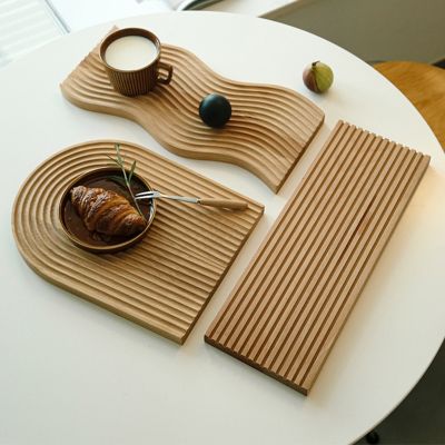 【YF】 1Pc Groove Wood Dessert Slicing Bread Tray Anti-slip Cutting Board Storage Organizer