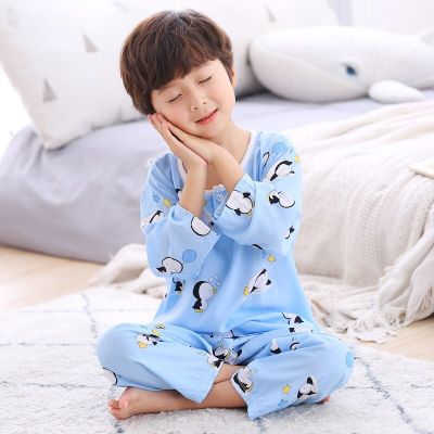 Boys Girls Pajamas Set Children Penguin Pajamas Cotton Kids half sleeve Pyjamas Children Pijama Baby Sleepwear Clothing 6 9 12Y