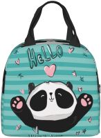 【YOYO Household Products】 Hello Panda กล่องอาหารกลางวันฉนวนถุงอาหารกลางวันสำหรับเด็กผู้หญิงนำมาใช้ใหม่อาหารกลางวันถุงสิริที่สมบูรณ์แบบสำหรับโรงเรียน/ตั้งแคมป์/ ชายหาด/การเดินทาง