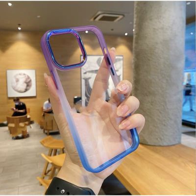 ส่งจากไทย เคสกันกระแทก Case Samsung galaxy A14 5G/A34 5G/A54 5G/A24 4G/S22Ultra/S23Ultra/S21FE เคสหลังใสขอบสีทูโทน ขอบนิ่มหลังแข็ง