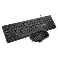 LDKAI 1900 Keyboard and Mouse Set, Punk Round Keycap Mute Wired Office Keyboard and Mouse Set