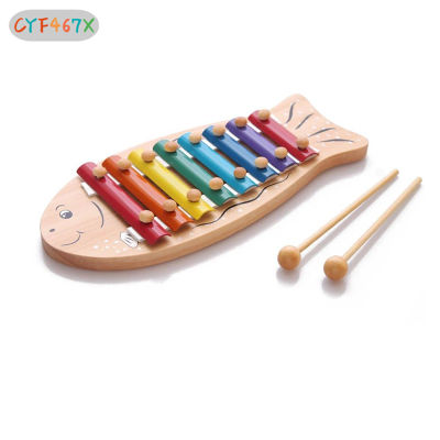 CYF ของเล่นไม้สำหรับเด็กเล็ก,เครื่องดนตรีสำหรับเด็กมาใหม่เครื่องเล่นเพลงเสียงดนตรีเสียงเคาะ8โทนการ์ตูนรูปสัตว์สีสันสดใส