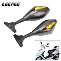 A Pair Universal Motorcycle LED Turn Signal Mirrors Integrated Side Mirrors Turn Indicators Rearview Mirror Motorbike Accessorie Mirrors