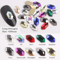 New sale Nail art Rhinestone Long Hexagon 4X8mm for DIY 3D nail art decoration