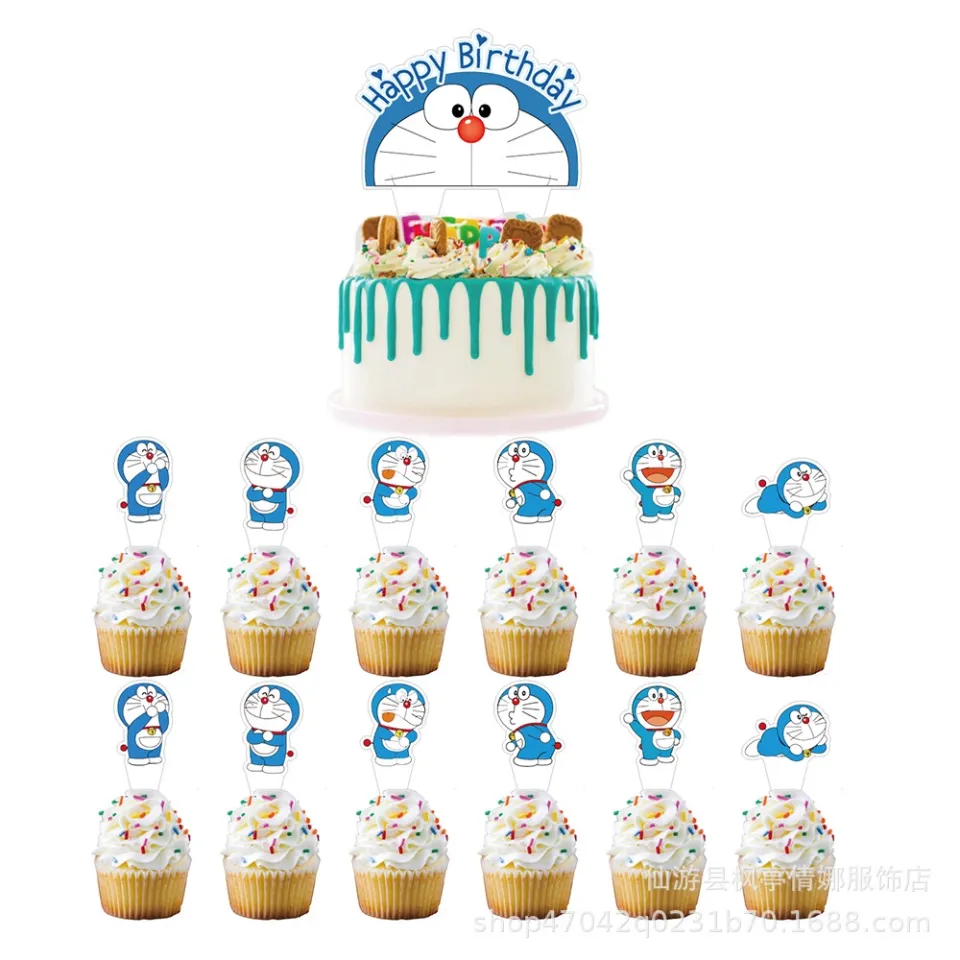 Doraemon theme cupcake topper for birthday decoration