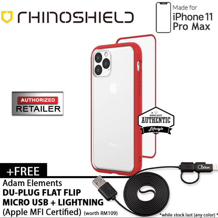 Rhinoshield MOD NX for iPhone 11 Pro Max with Rim, Button, Frame, Clear  Back Plate ( Red ) + FREE Mc Donalds Cash Voucher | Lazada