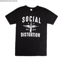 เสื้อยืดโอเวอร์ไซส์เสื้อยืด พิมพ์ลายวงล้อ Social DISTORTION WINGED ไซซ์ MS-4XL  0LZA