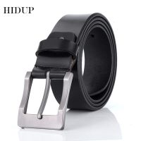 HIDUP Simple Casual Style Pin Buckle Metal Retro Genuine Leather Belts For Men 3.8Cm Width Jeans Fashion Accessories 2022 NWJ559