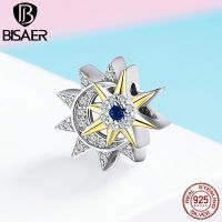 【▼Hot Sales▼】 x15d7e Bisaer 925เงินสเตอร์ลิงดวงอาทิตย์ดวงจันทร์เสน่ห์ Cz Zircon ดาวเคราะห์ลูกปัดติดพอดีมีเสน่ห์กำไล Diy 925 Ecc1137เครื่องประดับเงิน