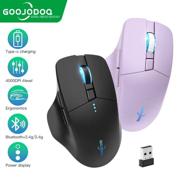 GOOJODOQ Bluetooth wireless mouse 2.4G mouse gamer 4000 DPI Optical