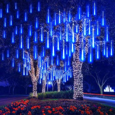 Christmas LED Meteor Shower Garland Festoon Holiday Strip Light Outdoor Waterproof Fairy String Lights Street Decoration 8 Tubes
