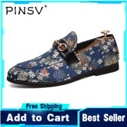 Giày Da In Hình Thời Trang PINSV Người Đàn Ông Giản Dị Giày Slip