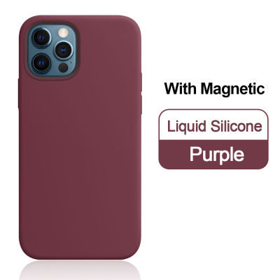 Magnetic Safe Cover For iPhone 12 Pro Max 12 Mini Case For Wireless Charger Shockproof Full Protection Liquid Silicone Case