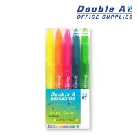 Double A ปากกาเน้นข้อความ ชุด 5 สี สีสะท้อนแสง