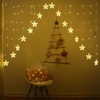 ZZOOI LED Christmas Lights String Garland Ramadan Eid Moon star Curtain Light For Tree Home Garden Wedding Party Outdoor Indoor Decor