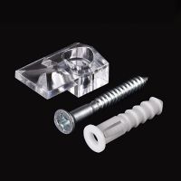 20pcs Mirror Holder Clips Glass Retainer Clips Kit Clear Plastic Mirror Clips Cabinet Door Holder with Expansion Tubes Screws