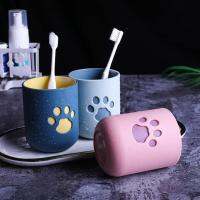 Practical Tumbler Cup TPR Toothbrush Cup Cute Solid Cats Paw Pattern Toothbrush Cup holder Bathroom accessories