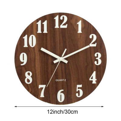 30cm Luminous Silent Wooden Wall Clock Glow in the Dark Non-ticking Living Room Bedroom Clock Home Decor