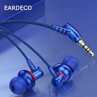 ☢▽ EARDECO Metal With Mic Earphone Mobile Wired Headphones Bass Phone Headset Stereo Braided Wire Earphones Noise Reduction Hifi