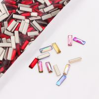 20pcs Glue On Nails Rhinestones 2.6x8mm Small Glass Strass Crystals DIY Flatback Nail Art Crystals Loose Rhinestones Rectangle