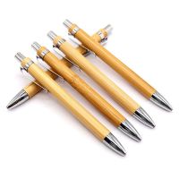 3Pcs/5Pcs Bamboo Wood Ballpoint Pen 1.0mm Bullet Tip Blue Black Ink Business Signature Ball Pen Office School Wrting Stationery