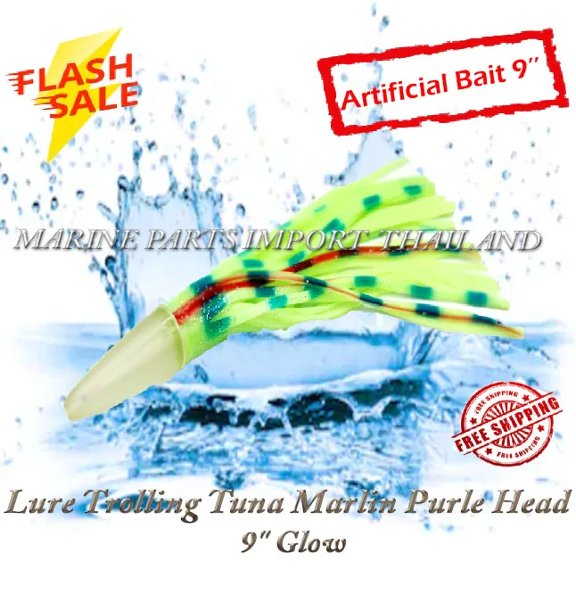 9'' Glow Style Lure Trolling Tuna Marlin Purle Head ( Glow ) Lazada.co.th