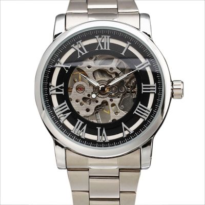 New Top Brand Winner Fashion Hollow Design New Steel Stainless Strap Famous Men Clock Male Mechanical Hand Wind Wrist Watches