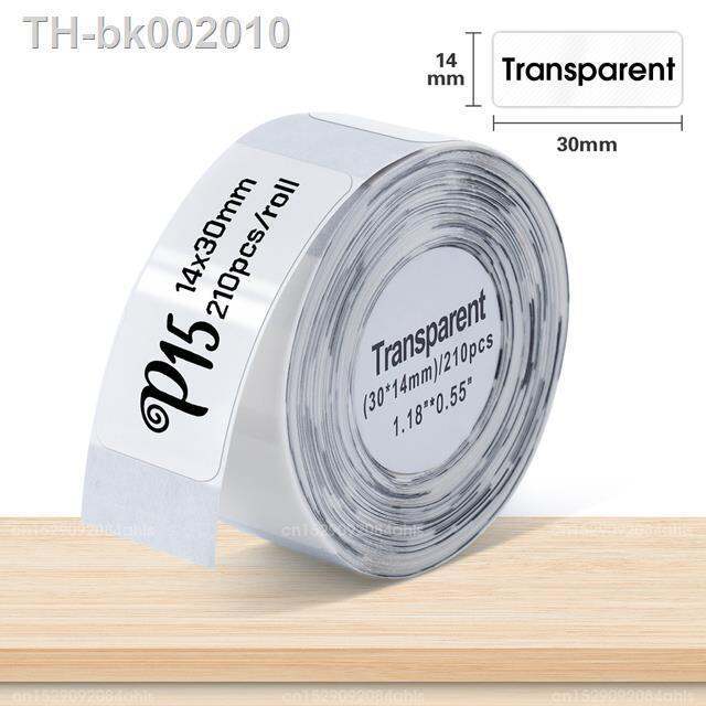 transparent-label-sticker-p15-thermal-printer-paper-roll-14x30mm-210pcs-roll-p15-label-tape-compatible-phomemo-d30-q30-q30s