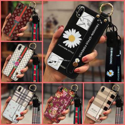 Small daisies cartoon Phone Case For Wiko Sunny 4 Plus Wristband Simple Shockproof armor case classic Plaid texture TPU
